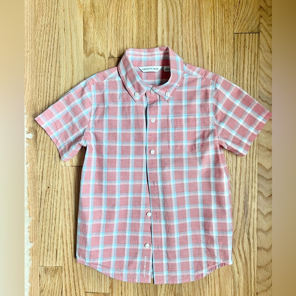 Janie and Jack Pink Plaid Button-Down Shirt